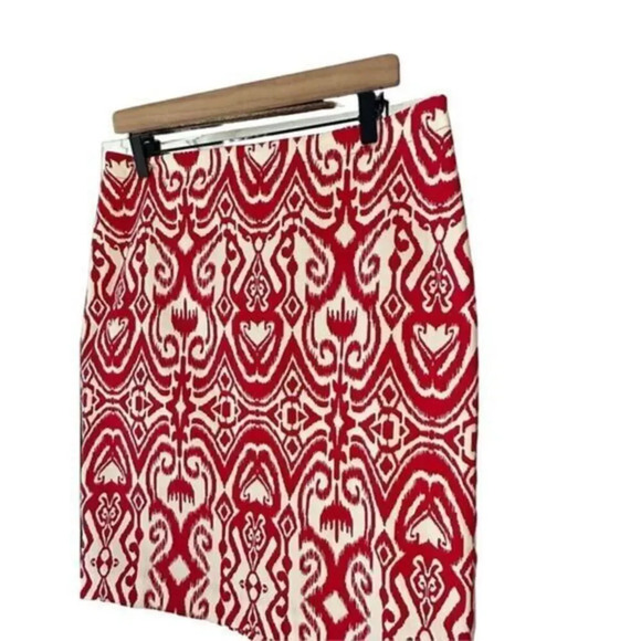 JONES‎ New York Stretch Fiesta Red Cream Pencil Skirt NWT Size 10 - Picture 2 of 5